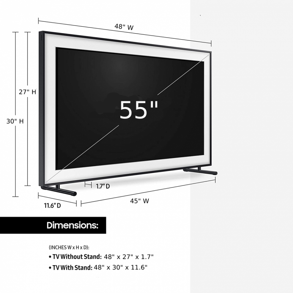 Quelles sont les dimensions d'un téléviseur de 55 pouces ?